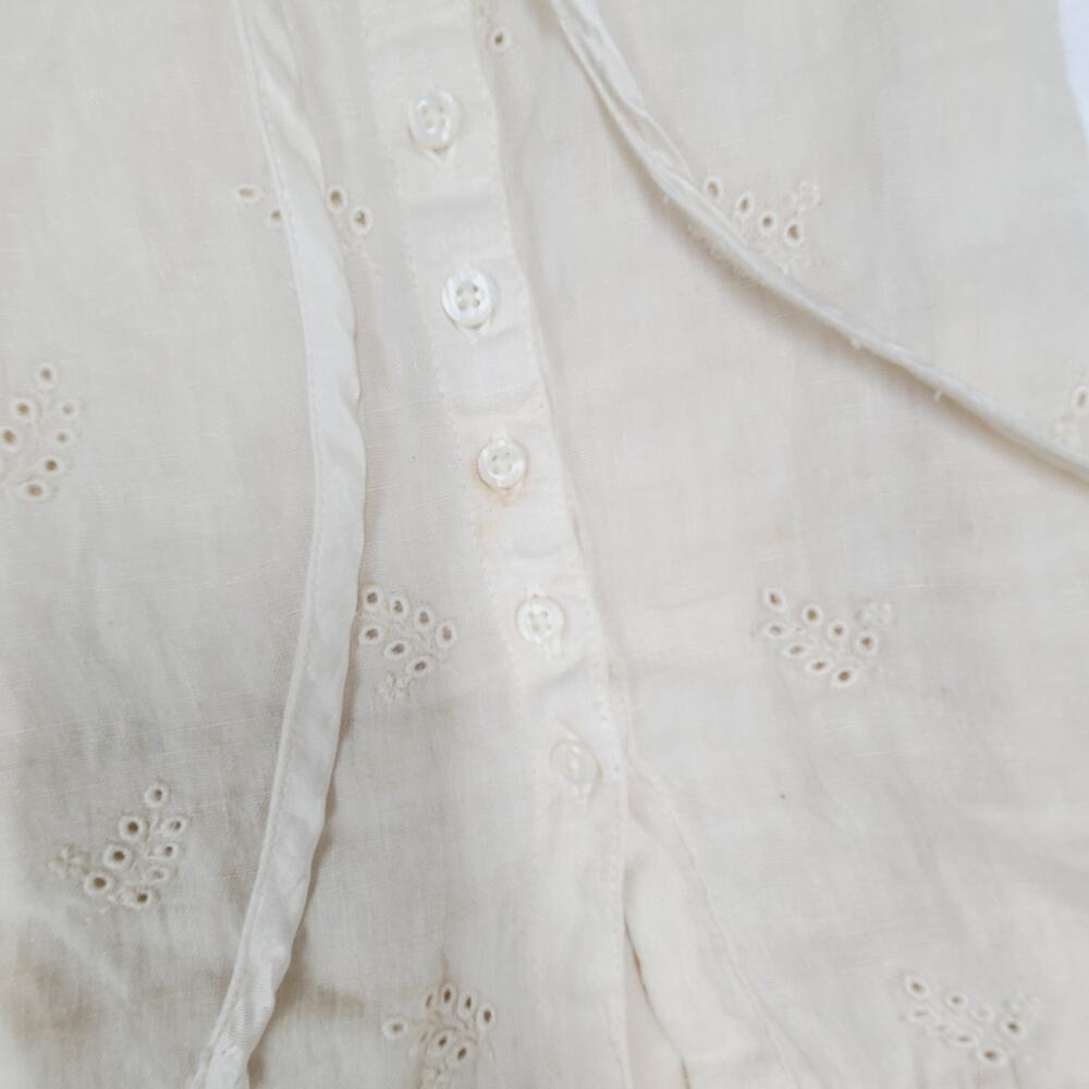 Vintage Eyelet Cotton Skirt Italy 42 Cream Lace Cottagecore Romantic Boho - Picture 8 of 16